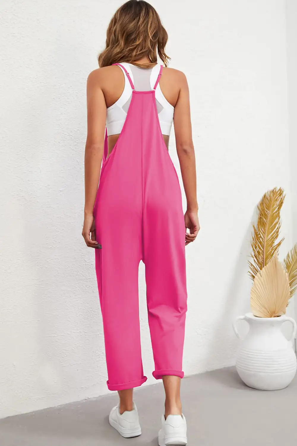 Pocketed Adjustable Spaghetti Strap Straight Leg Accessory