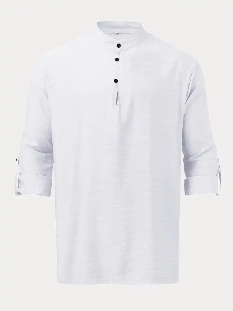 Linen Henry Long-Sleeved Beach Shirt
