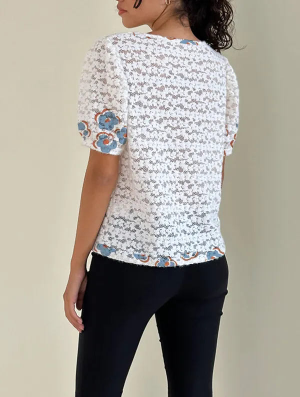 Top in Dahlia Lace Ivory