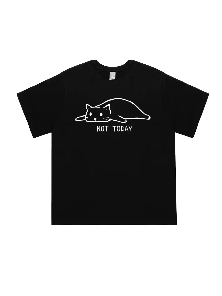 Not Today Cat Graphic Cute Tee