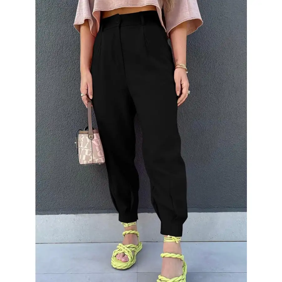 Classic High Waist Cropped Pants