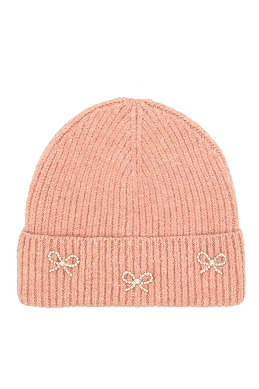 Pearl Bow Beanie