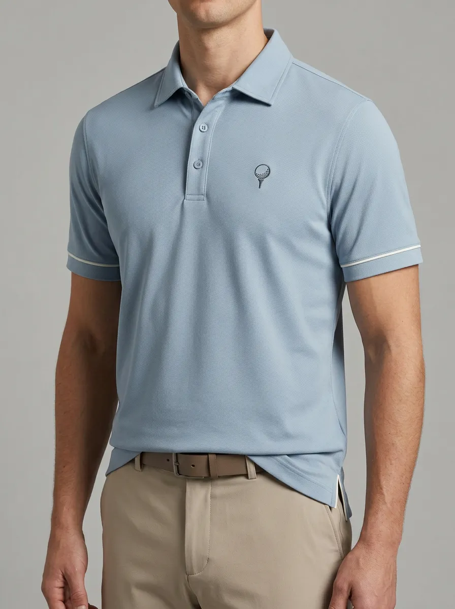 Golf-Ball Ball-On-Tee Embroidered Golf Polo Shirt