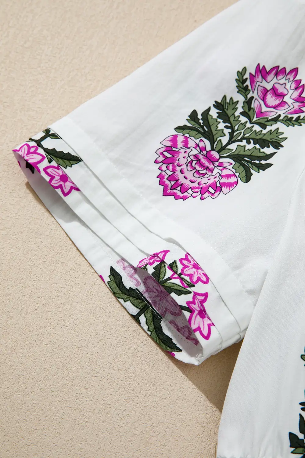 Polished Detail Floral Printed Split Neck Maxi Dress