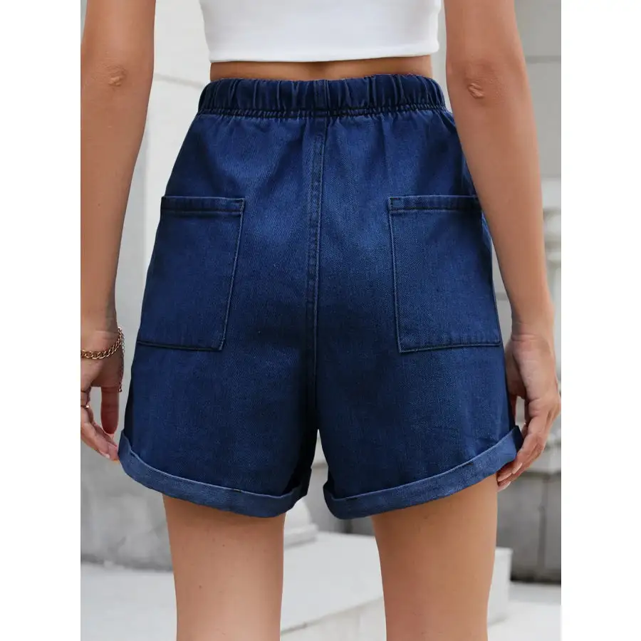 Drawstring Wash Denim Shorts