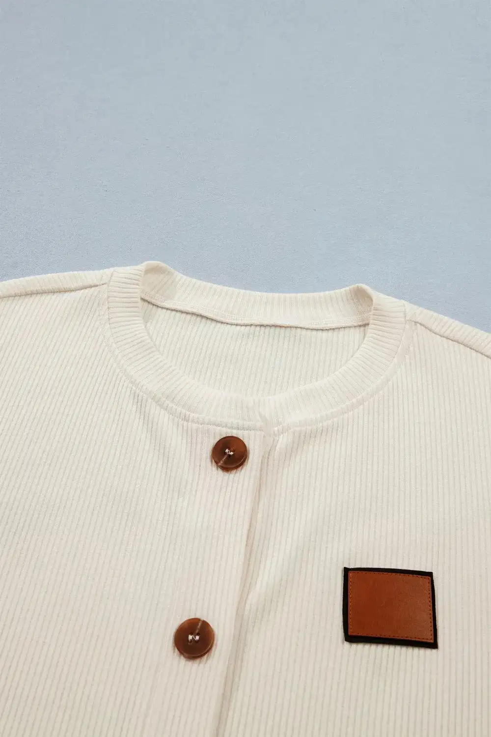 Ribbed Knit Button Down Shirt Sleeves
