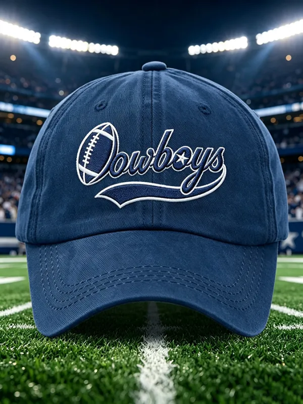 Unisex Football Print Washed Duckbill Cap
