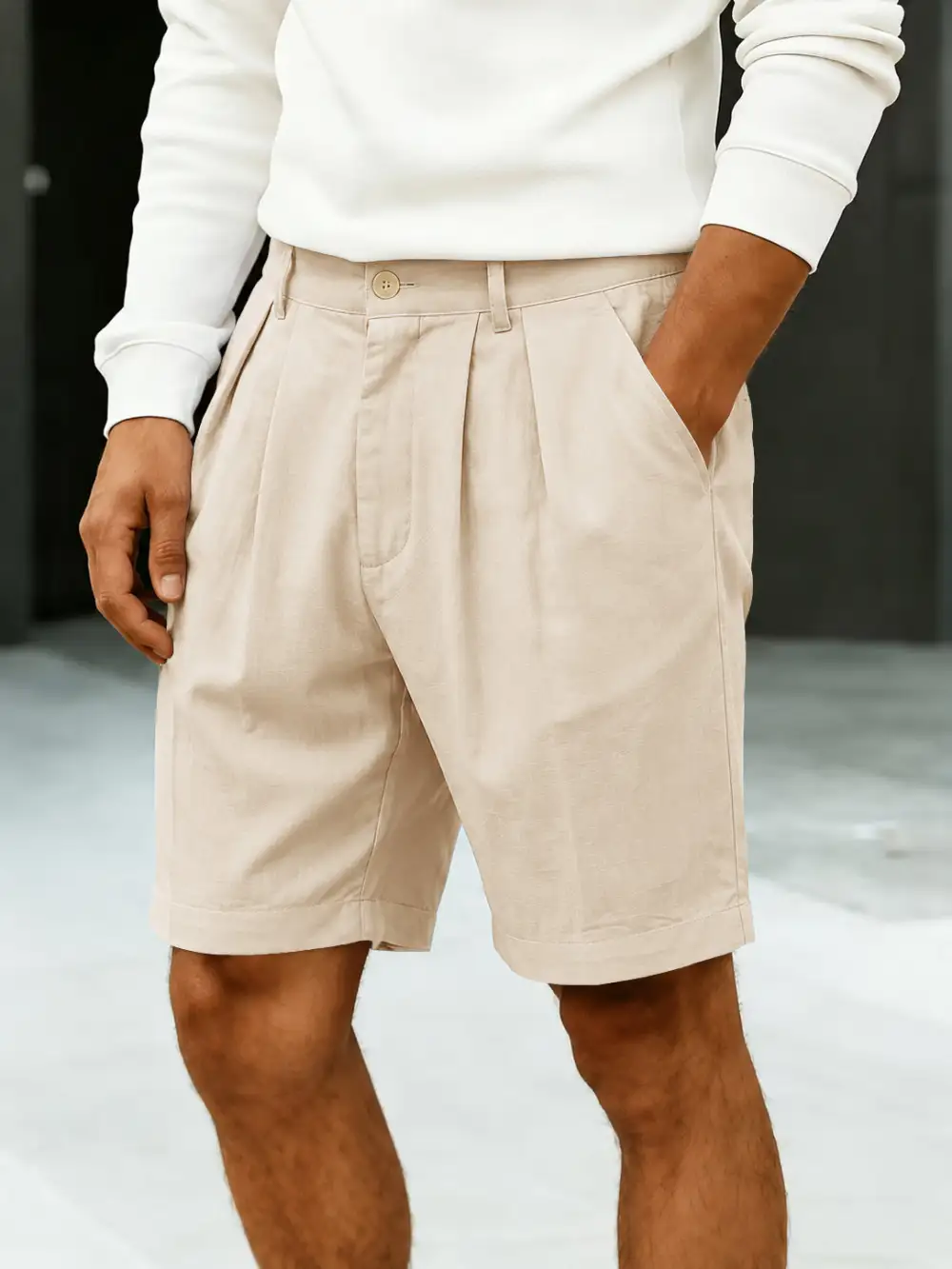 Men's High Rise Pleated Chino Shorts
