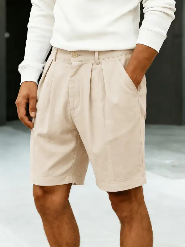 Men's High Rise Pleated Chino Shorts