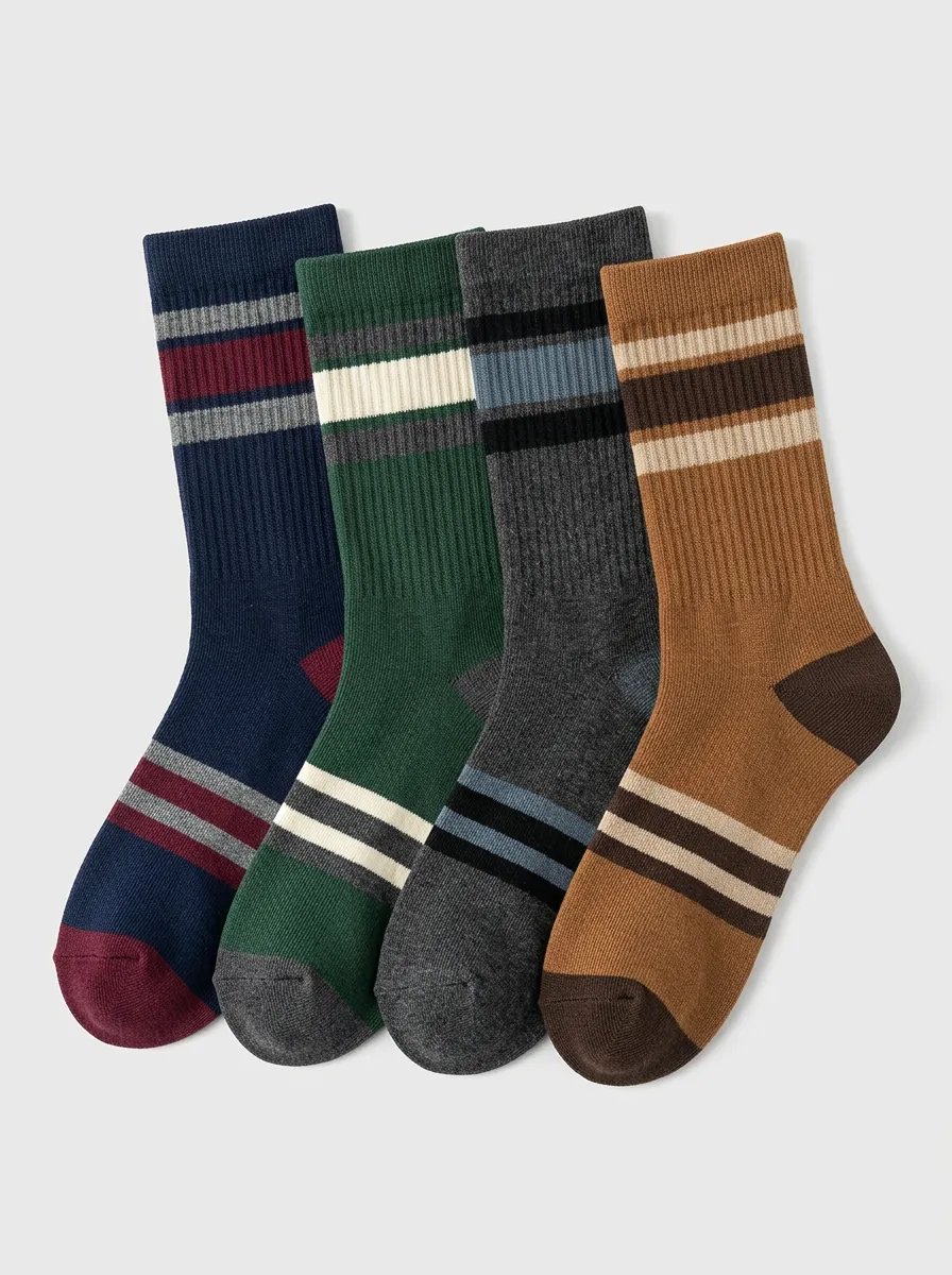 Men's Heritage Multi-Color Striped Ribbed Crew Socks 4-Pack
