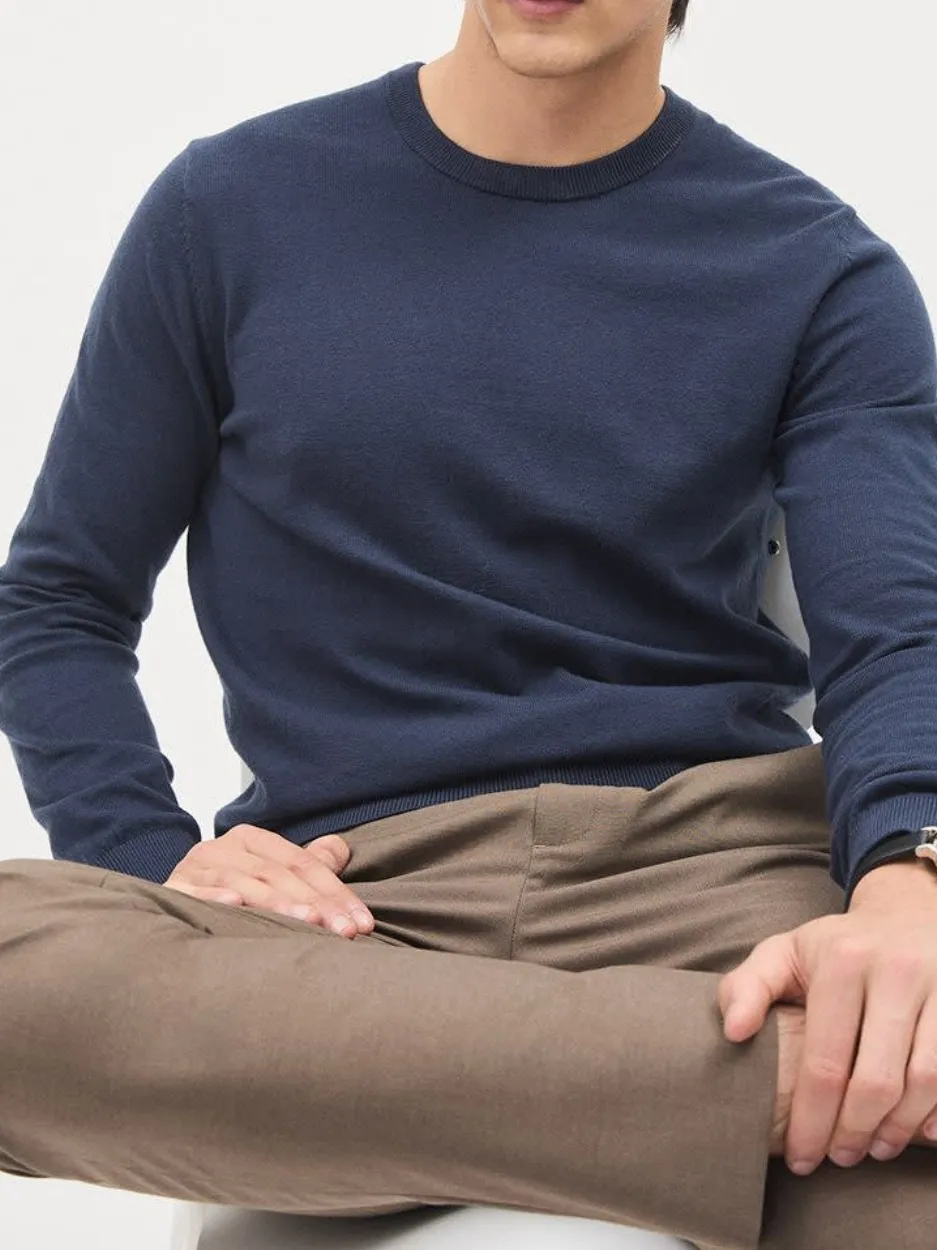 Inky Blue Long-Sleeve Crew-Neck Sweater