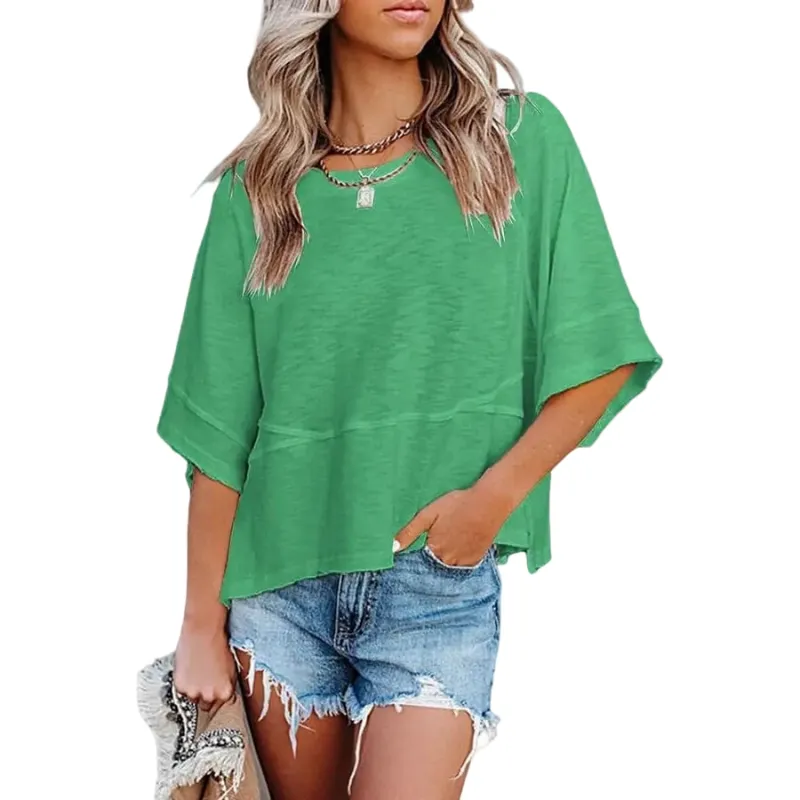 🌸Women's Crewneck Batwing Half Sleeve Top