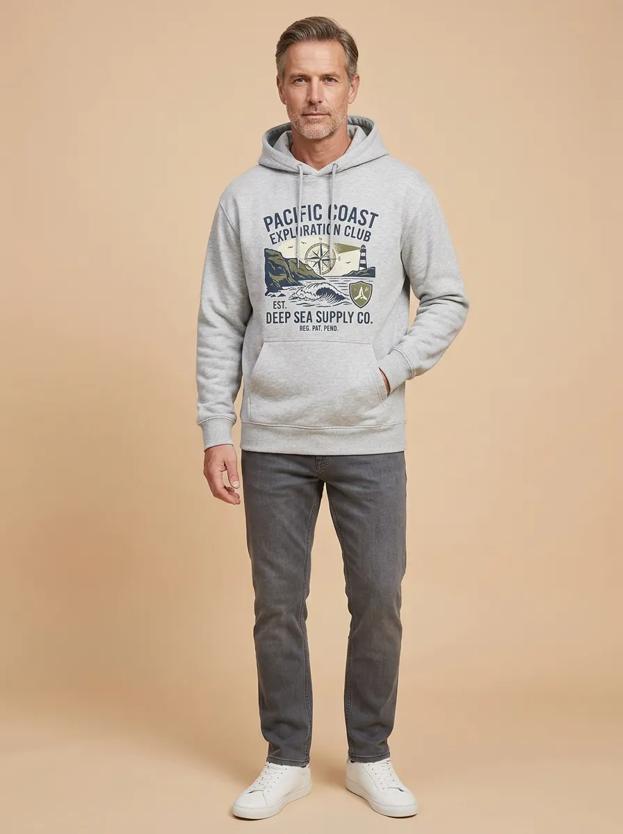 Men's Pacific Coast Exploration Lighthouse Graphic Hoodie