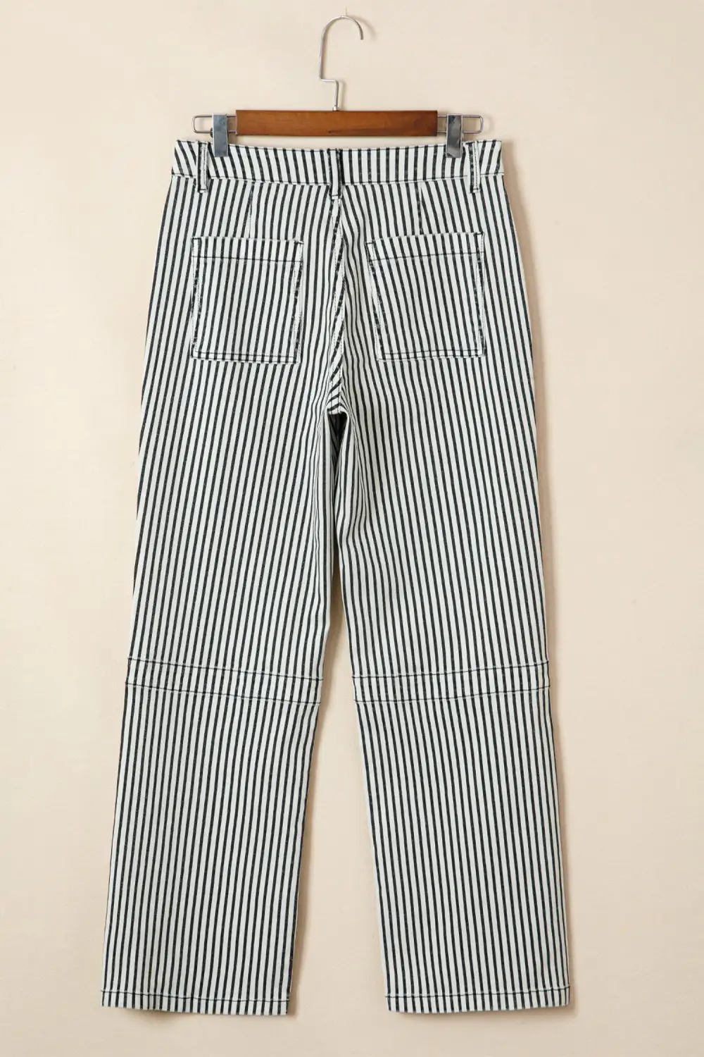 High Waist Patch Pocket Stripe Shift Jeans
