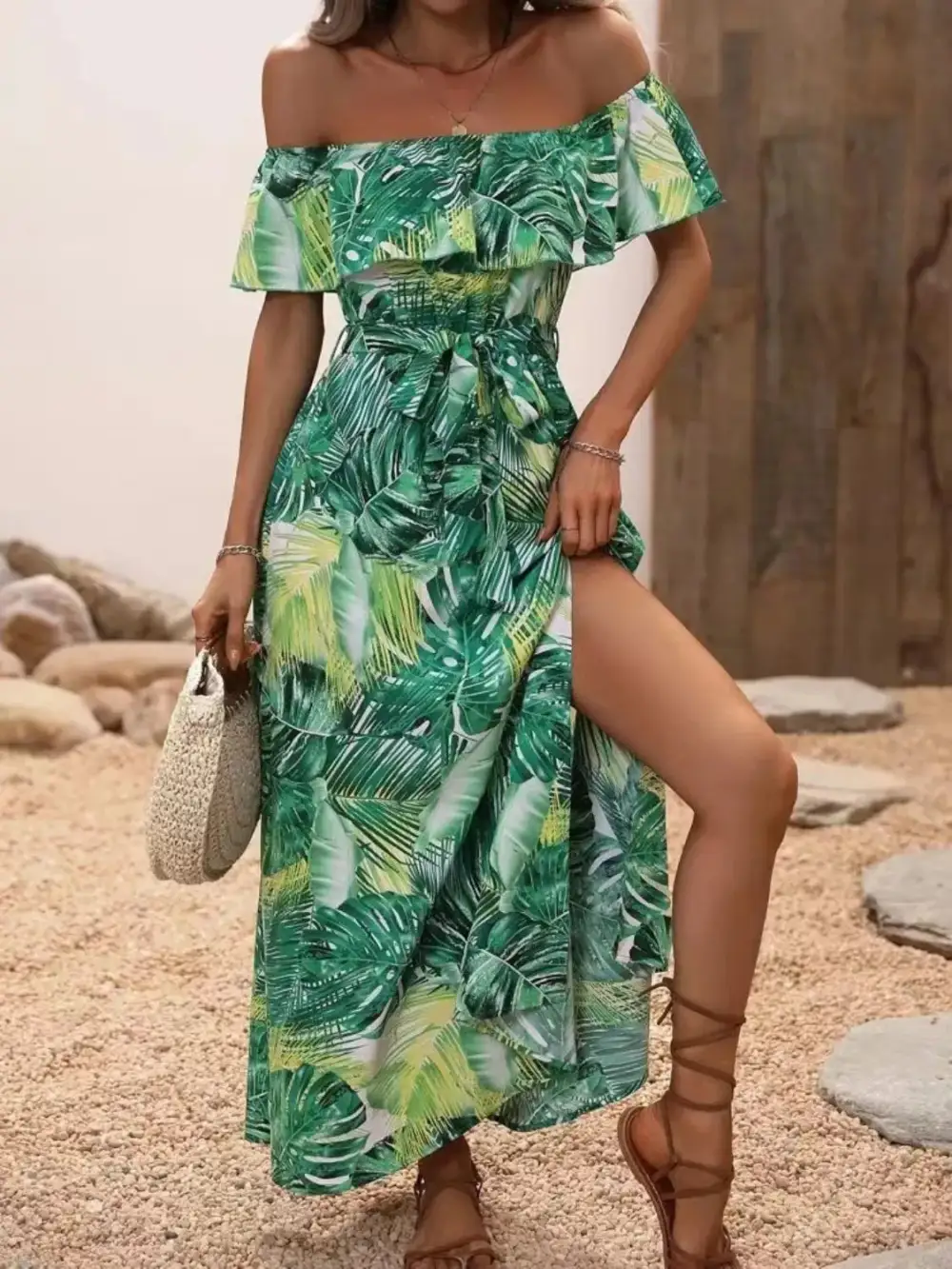 Ruffle Trim Maxi Dress