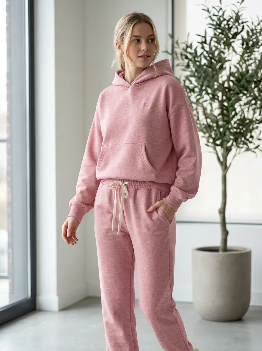 Women's Minimalist Charcoal Grey Solid Printed Hoodie Jogger Set