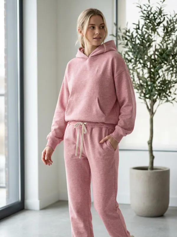Women's Minimalist Charcoal Grey Solid Printed Hoodie Jogger Set