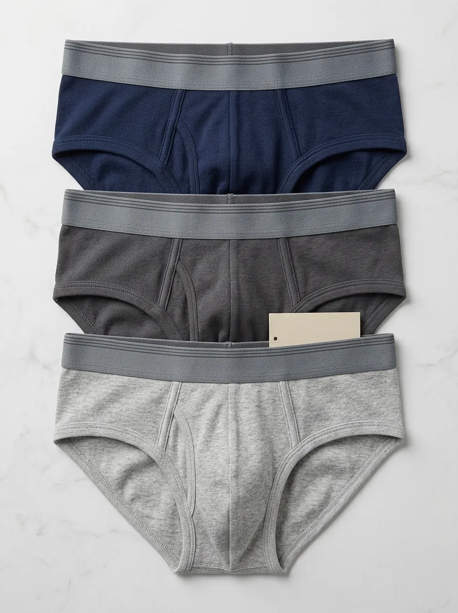 Men's Solid Color Cotton Blend Elastic Waist Briefs