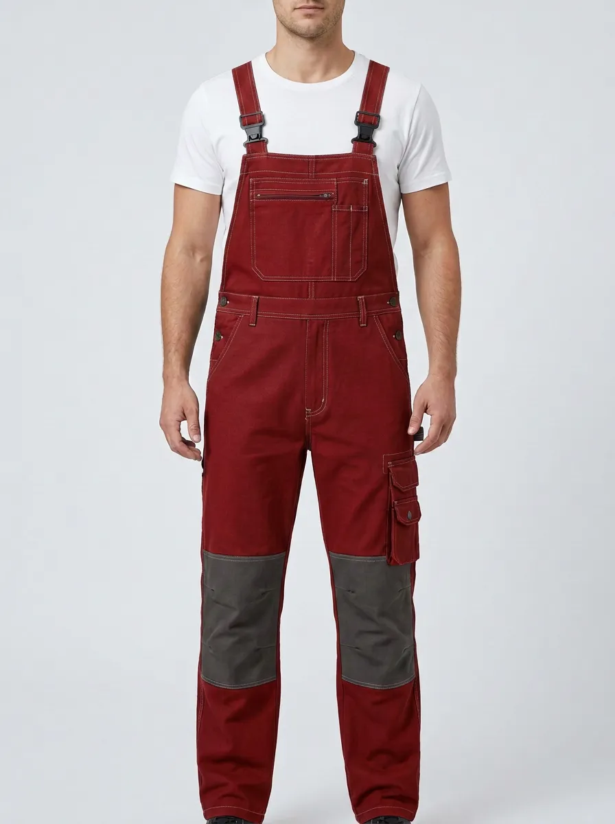 Men's Performance Inspired Multi-Pocket Cargo Bib Work Overalls