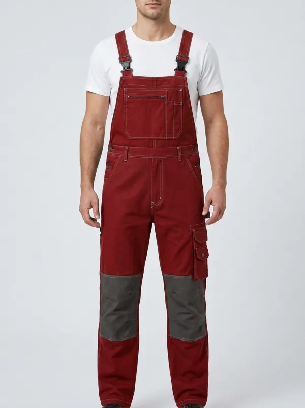 Men's Performance Inspired Multi-Pocket Cargo Bib Work Overalls