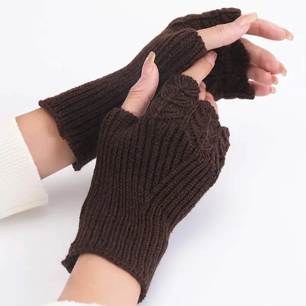 Knitted Warm Half Finger Mitts 11295498C