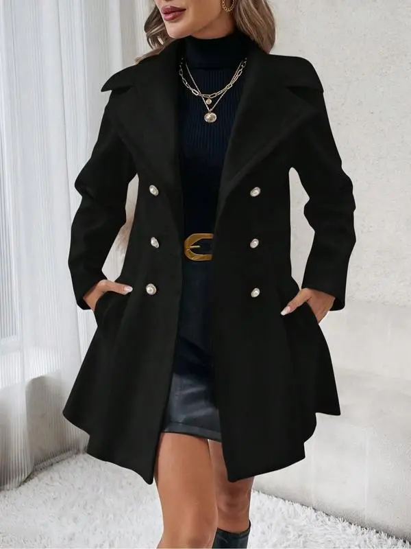 9-PACK Women's Solid Color Double Button Pocket Coat