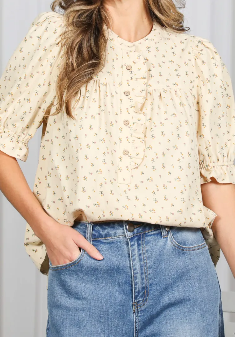 Floral Ruffle Tee
