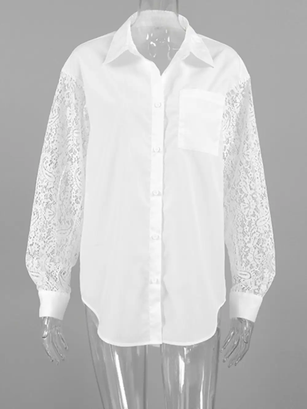 Classic Lace Sleeve Button Down Shirt