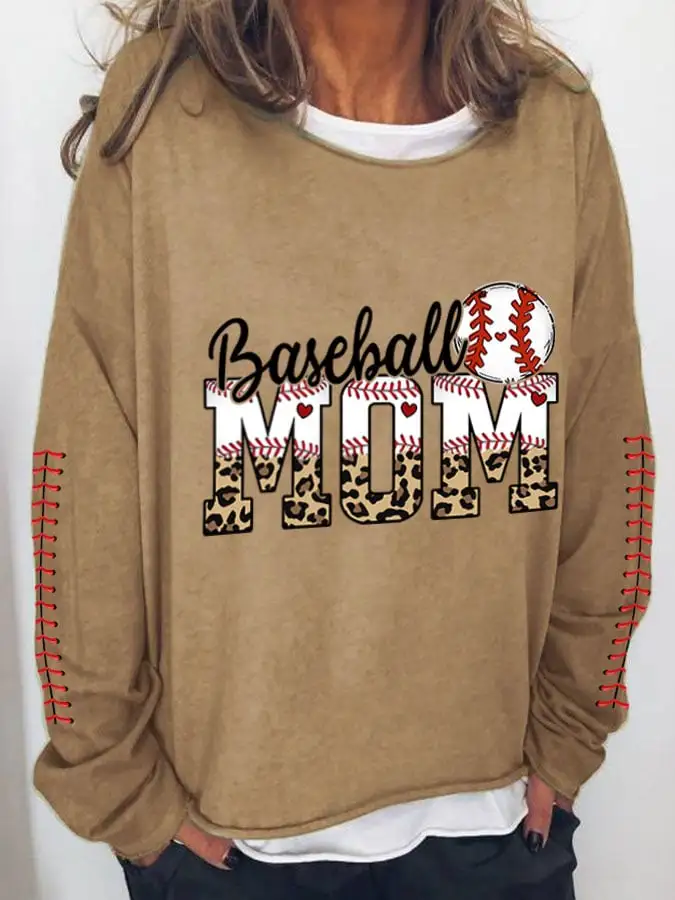 Women's Baseball Mom Casual Printed Sweater