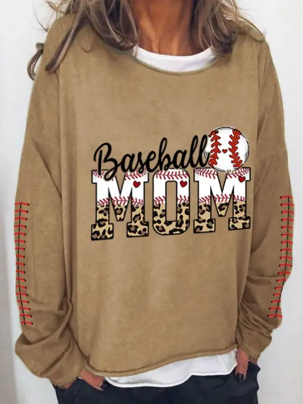 Women's Baseball Mom Casual Printed Sweater