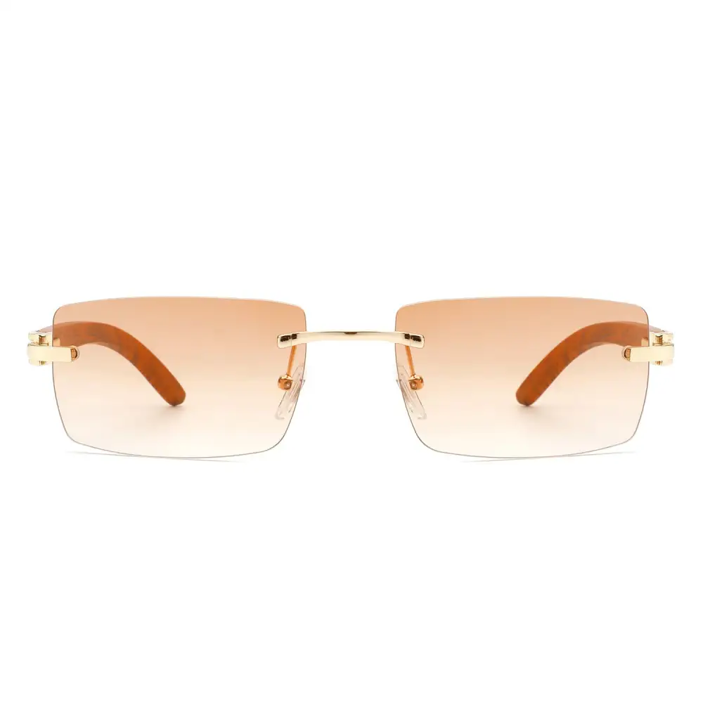 Rectangle Rimless Frame Sunglasses