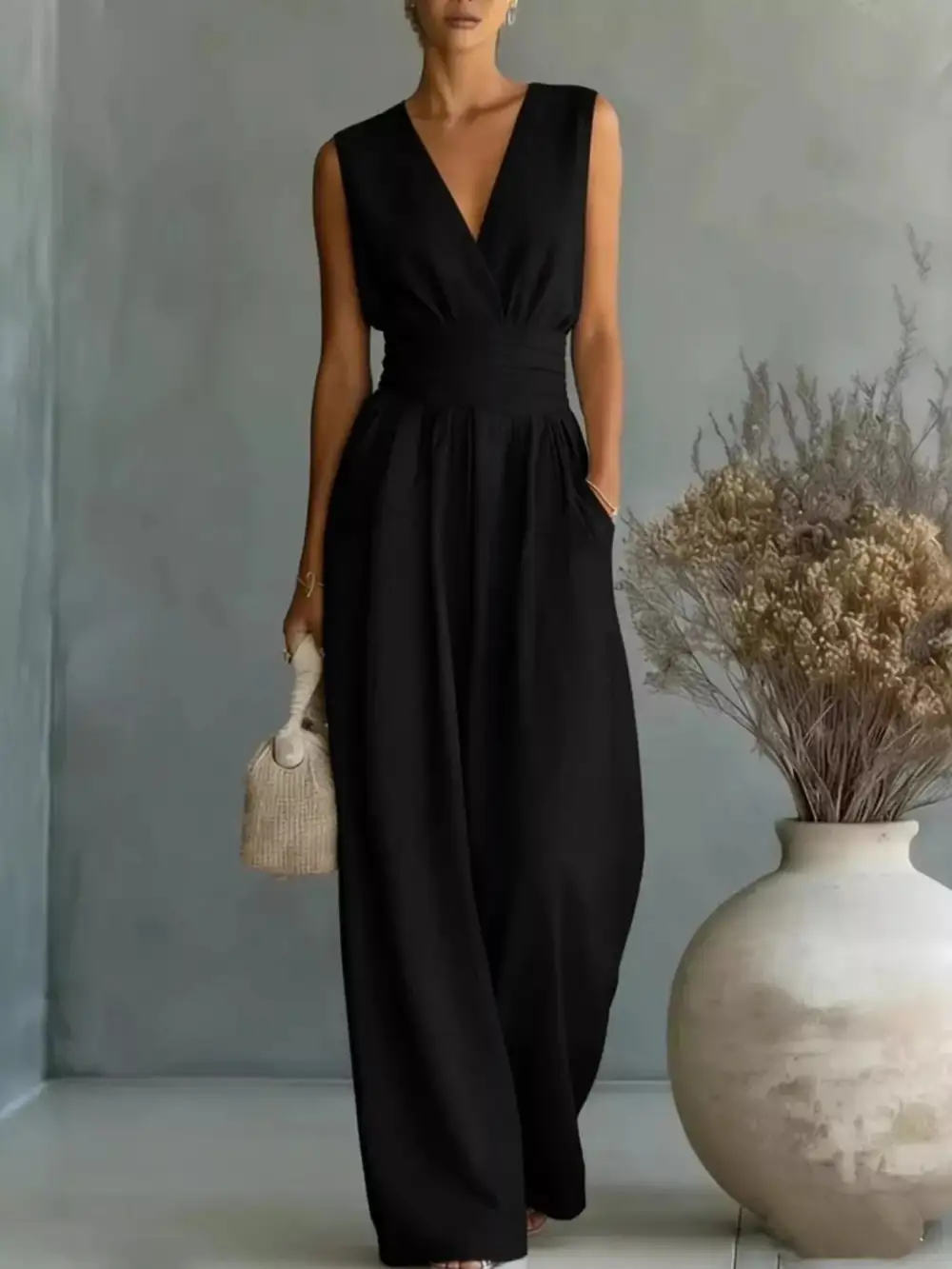 Casual Wide Leg Sleeveless Jumpsuit