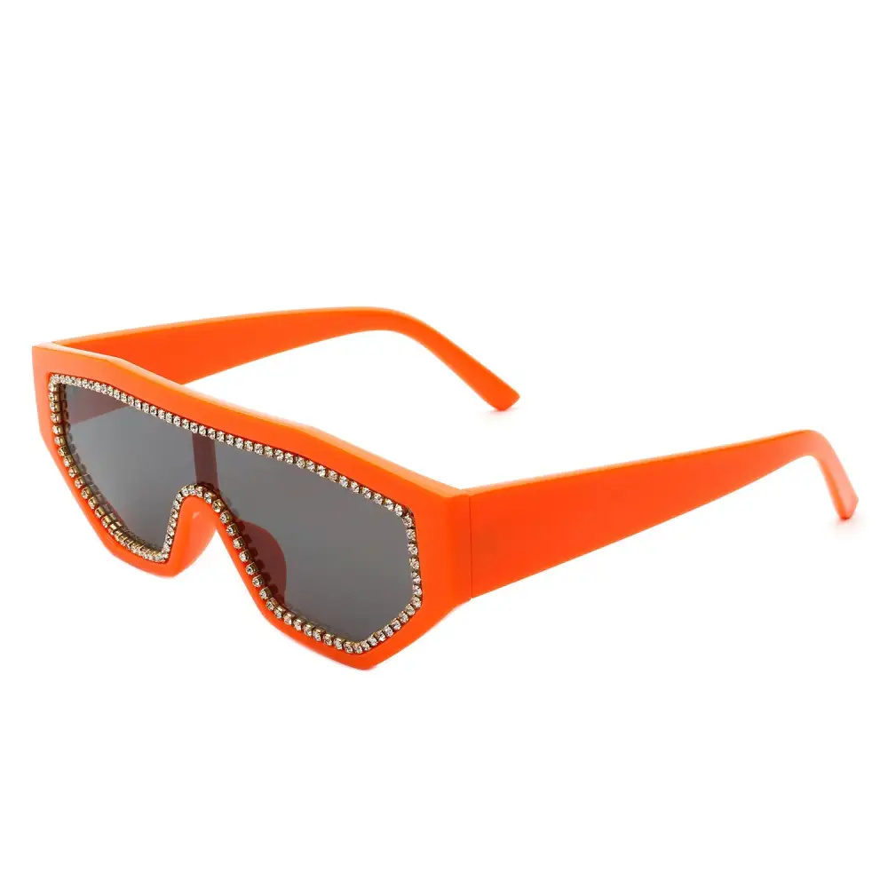 Glossy Square Geometric Frame Sunglasses