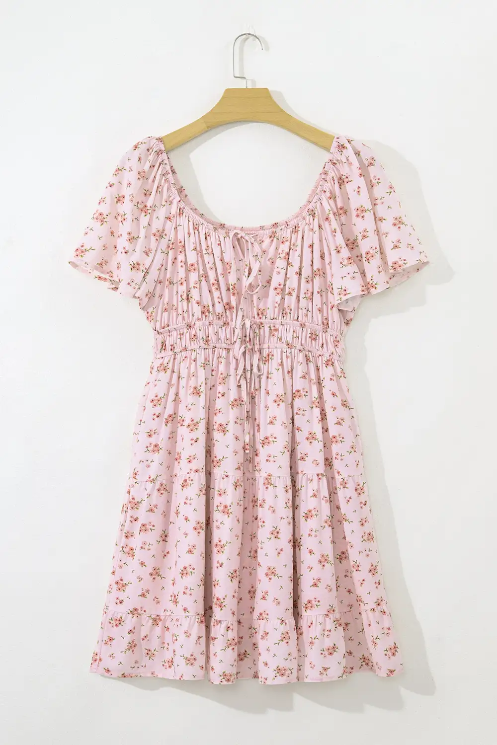 Floral Ruffle Short Sleeve Mini Dress