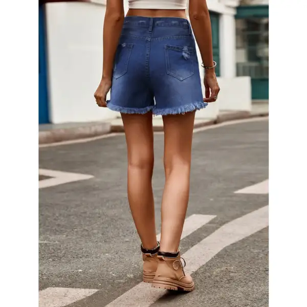 Modern Distressed Raw Hem Denim Shorts
