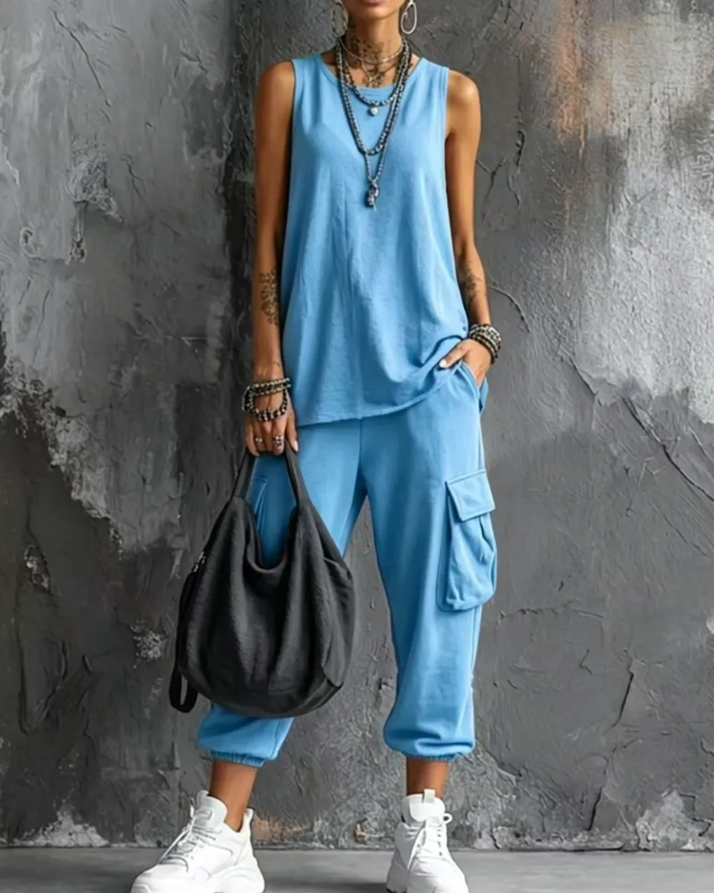 Sleeveless Tank and Cropped Ankle Pants Set