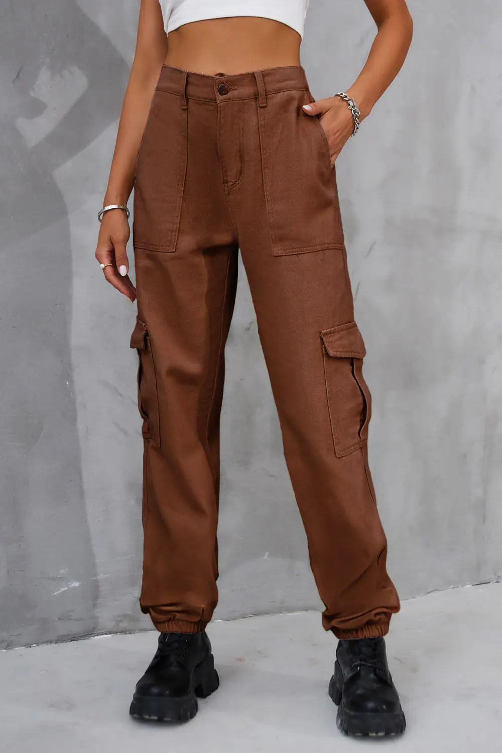 Utility High Waist Pocketed Denim Jeans