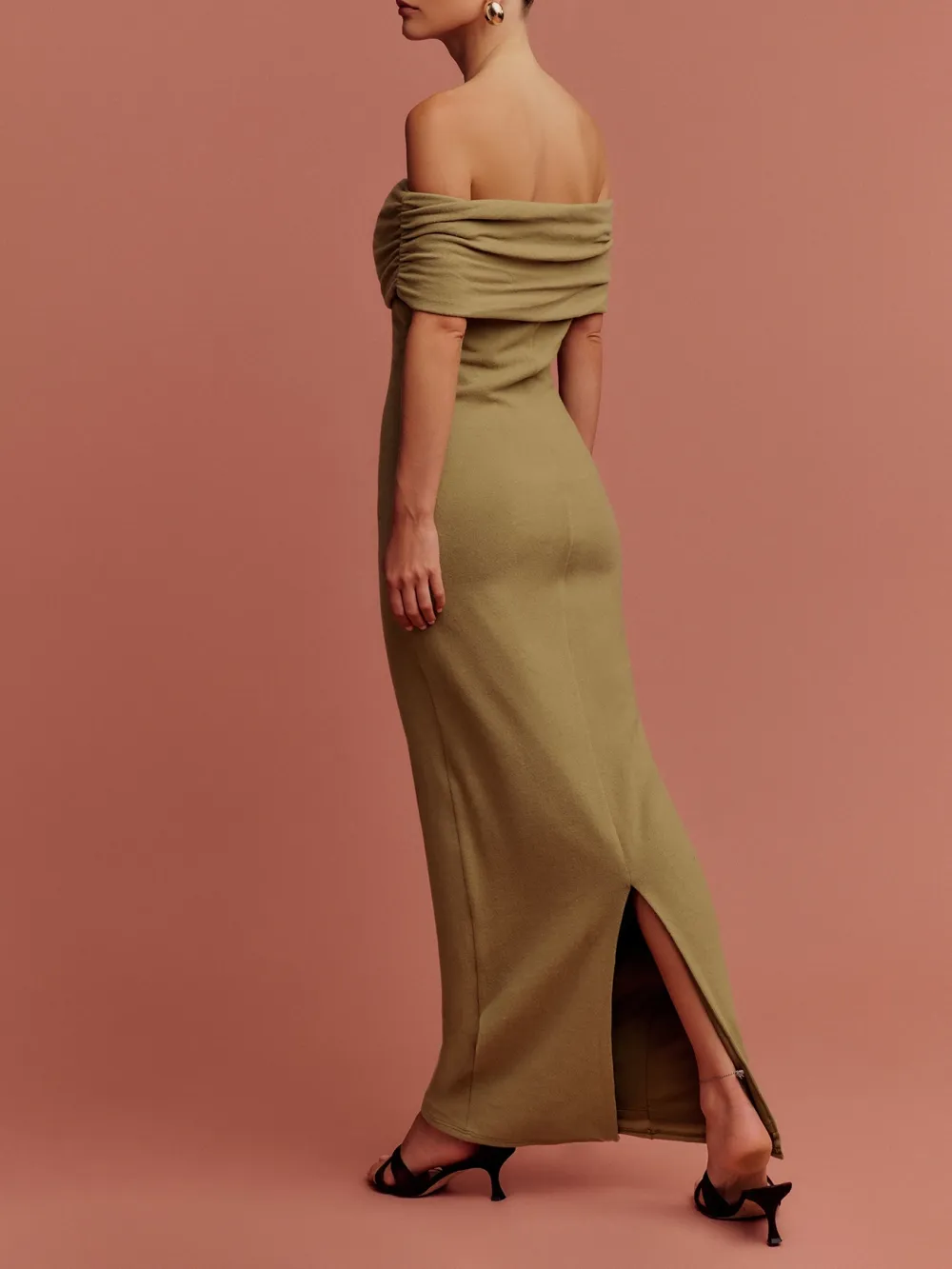 Off Shoulder Belted Midi Dress