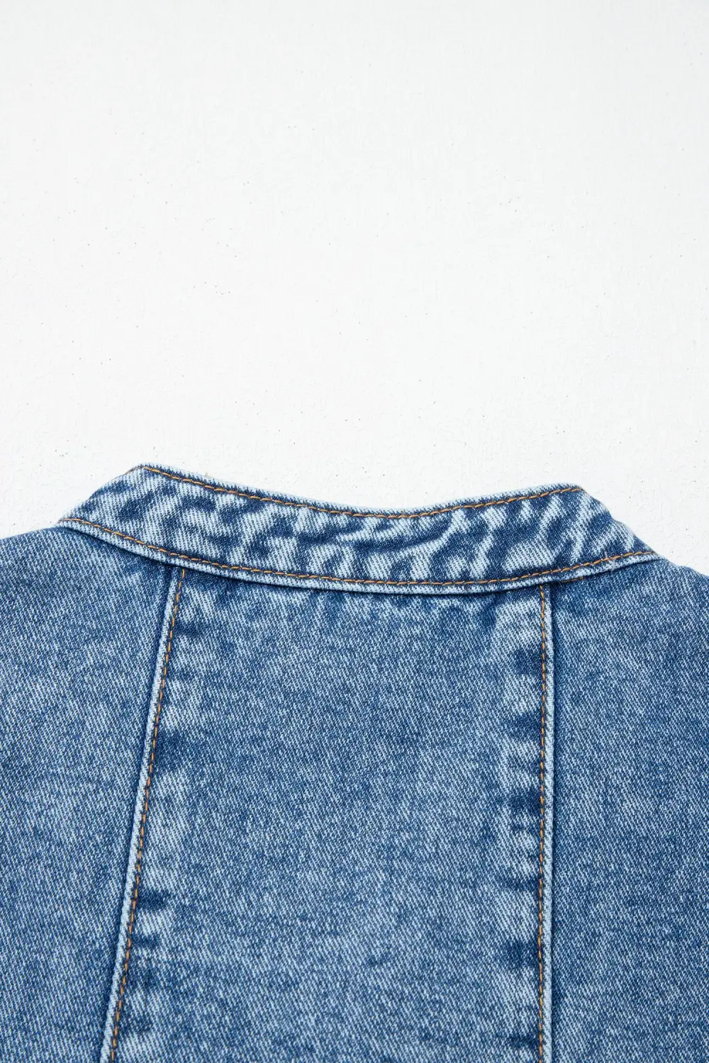 Polished Detail Denim Button Front Sleeveless Dress
