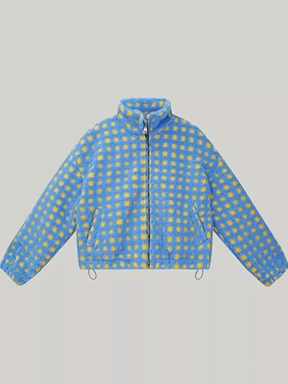Plaid Zip Up Sherpa Jacket