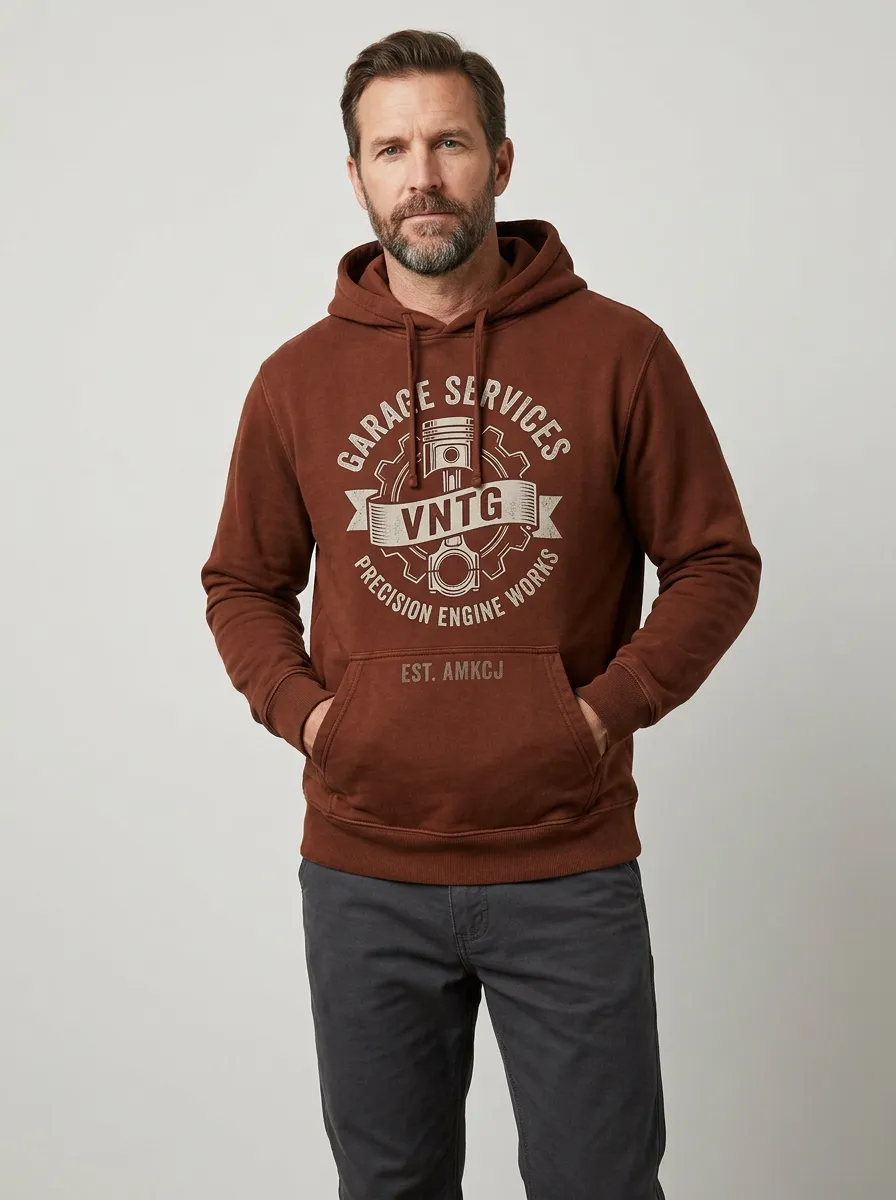 Men's Vintage Mechanic Garage Piston Graphic Hoodie