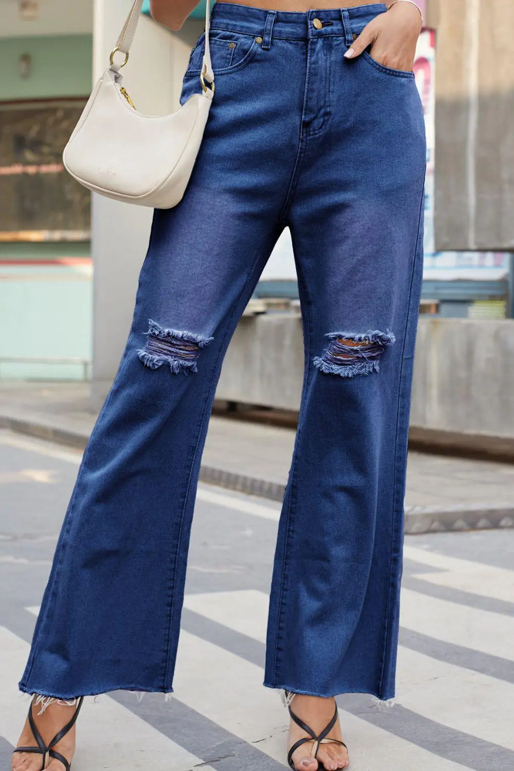 Casual Loose Fit Distressed Denim Jeans