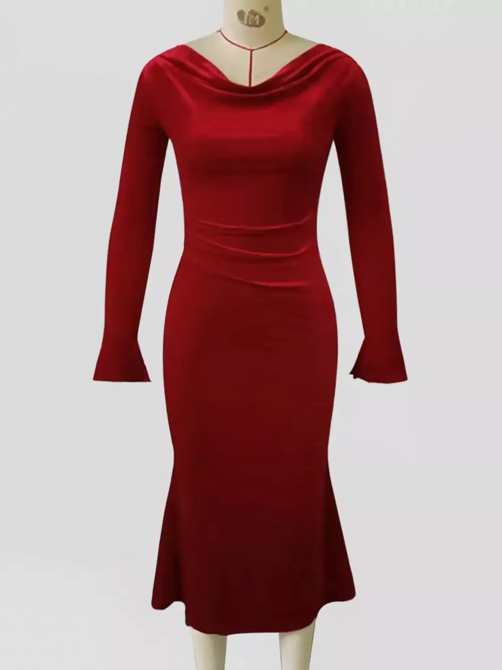 Velvet Long Sleeve Midi Dress