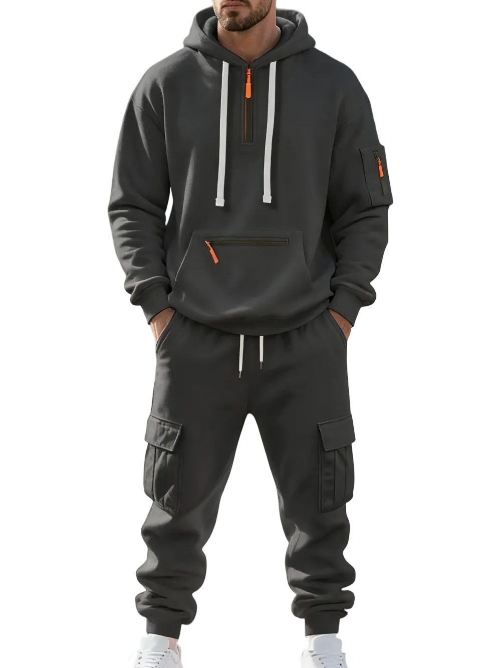 Clearance sale!Men’s Winter Fleece-Lined Set – Warm Casual Workwear Outfit with Multi-Pocket Jacket & Pants