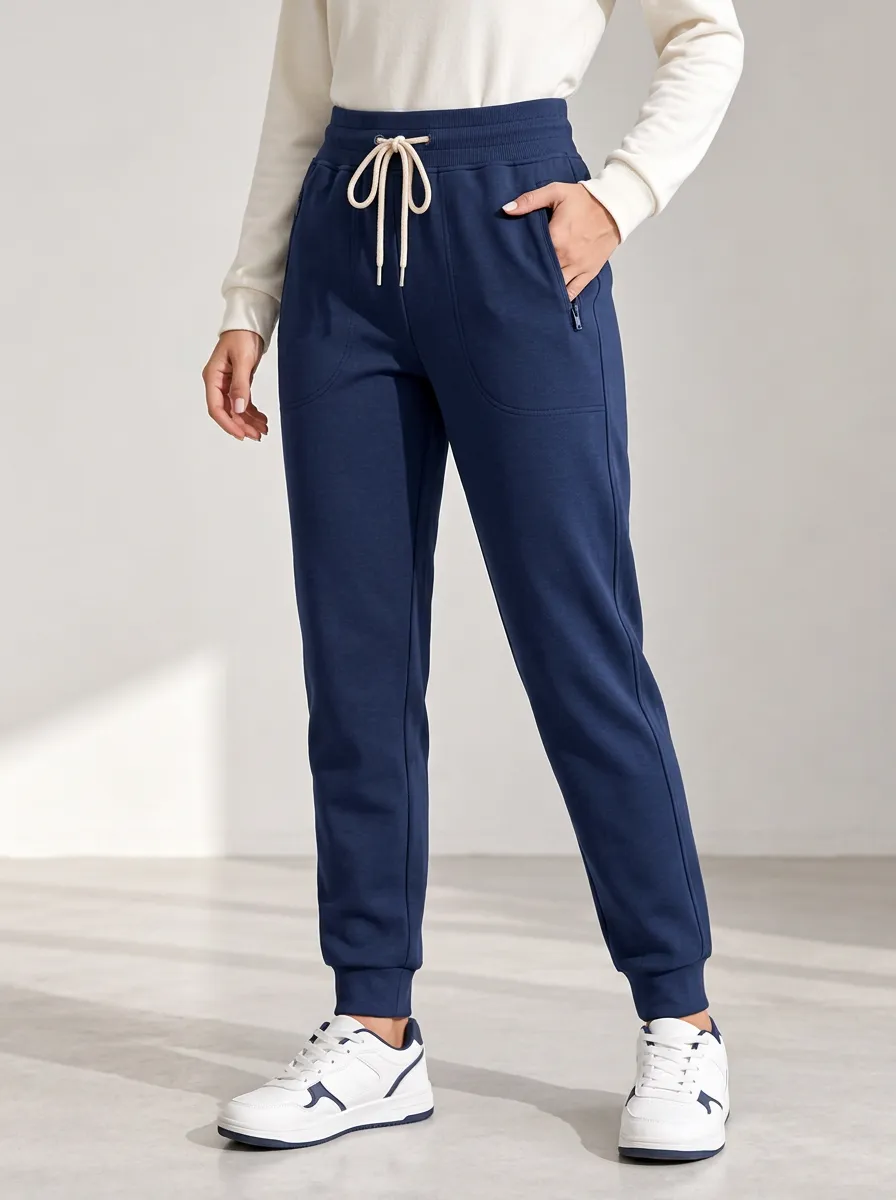 Women's Drawstring Zip Pocket Joggers