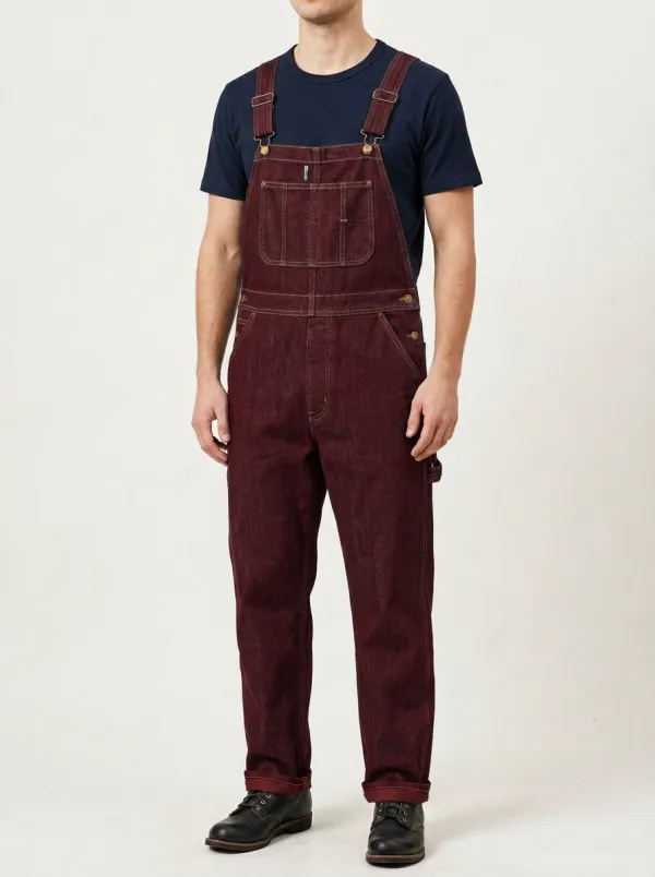 Men's Vintage Style Dark Denim Bib Overalls