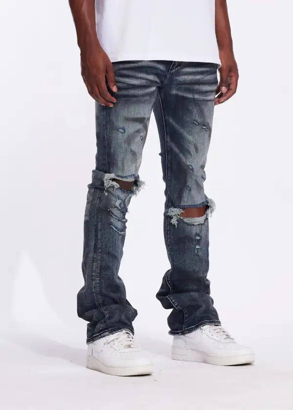 Distressed Flare Fit Jeans
