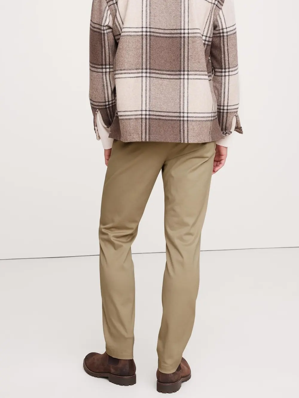 Men's Khaki Beige  Slim Fit Cotton Trousers