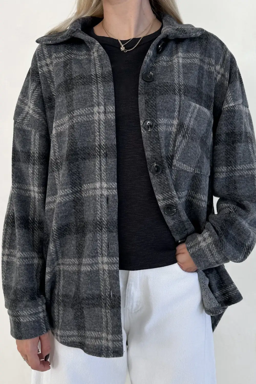 Plaid Button Front Jacket