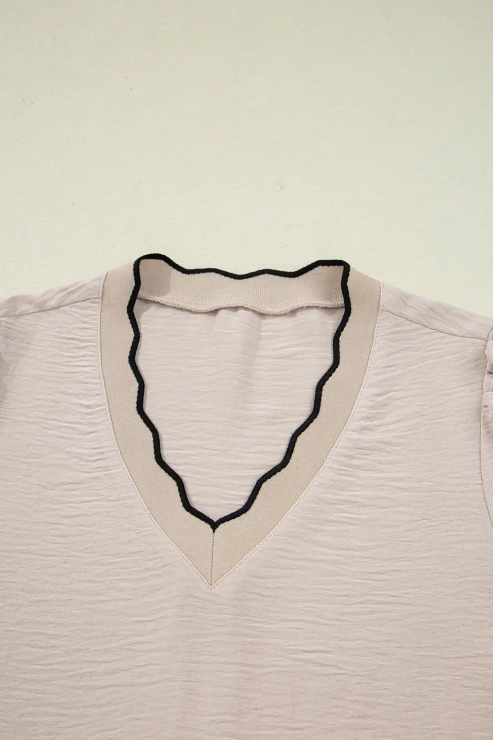 Textured Patchwork V-Neck Blouse